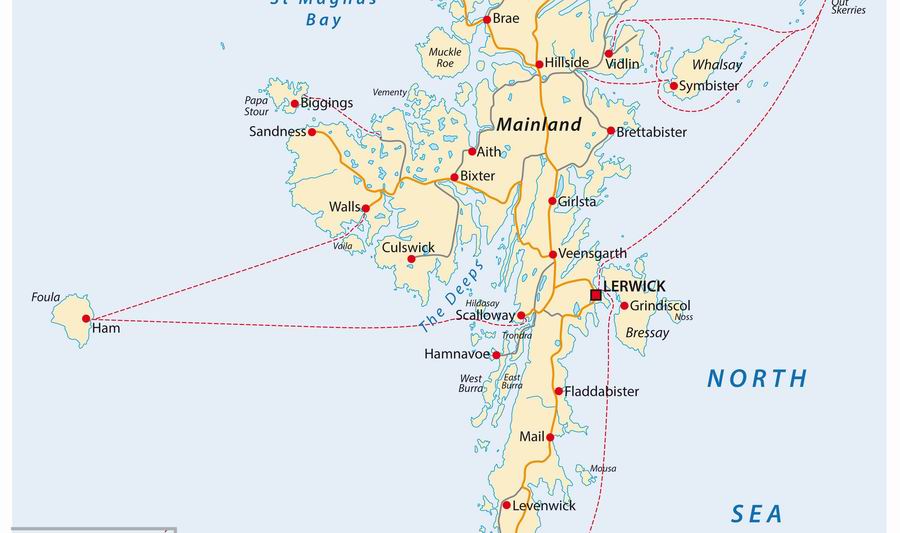 Shetland-szigetek térékép